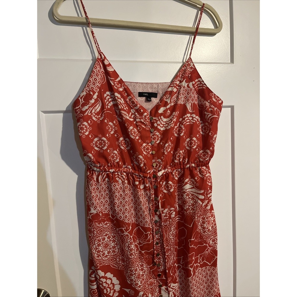 Fate Women's Large Maxi Dress Front Button Up & Tie